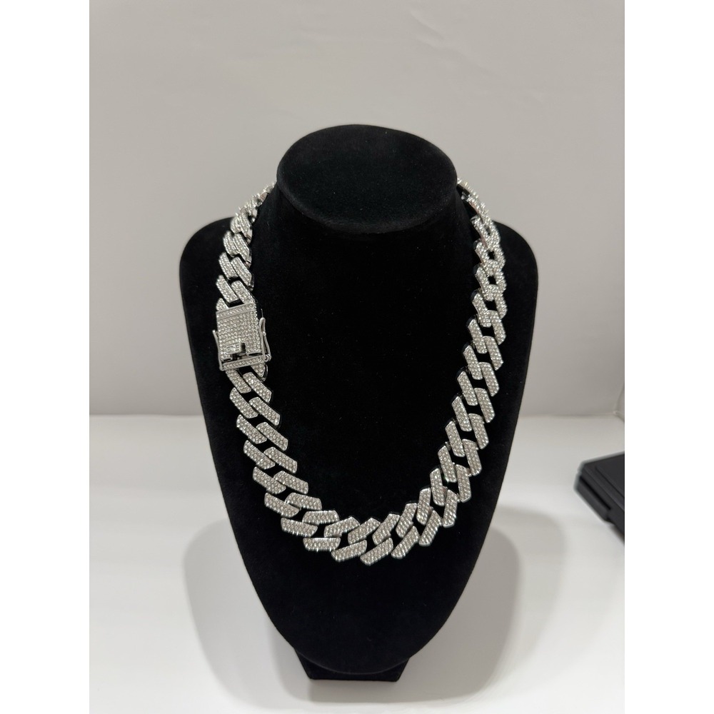 cuban chain iced out vvscz over stainless 19 inch 19.5mm triple lock box